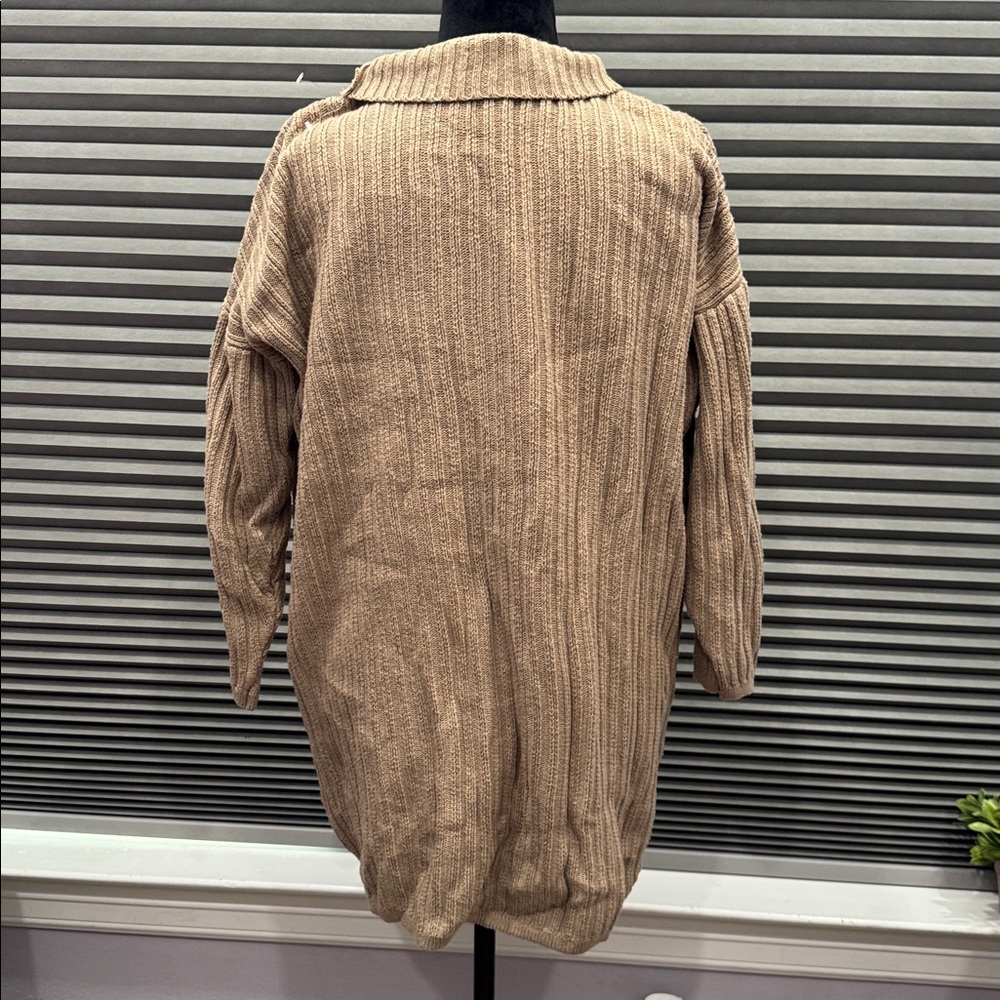 Pink Martini Ribbed Tan Cardigan - Picture 3 of 5